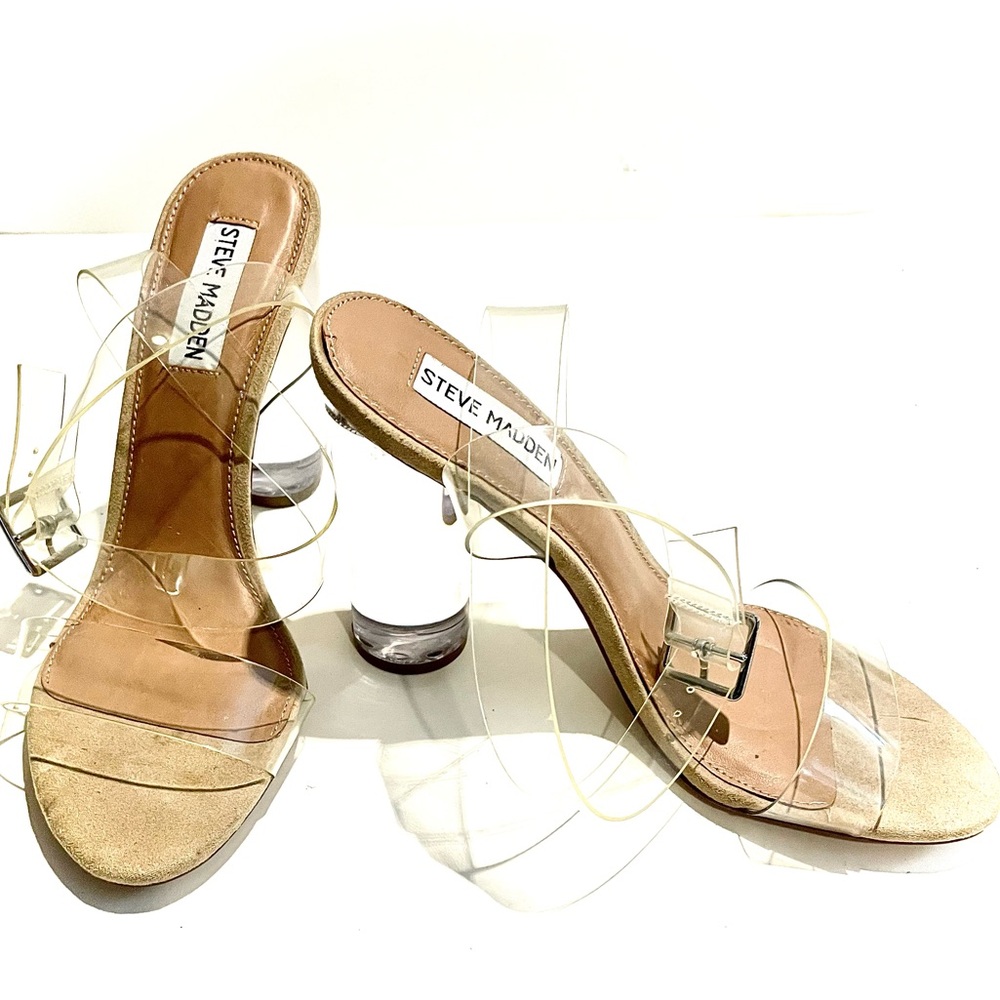 Steve Madden clear lucite strappy heels. Size 7.5. NWOT. Never worn.